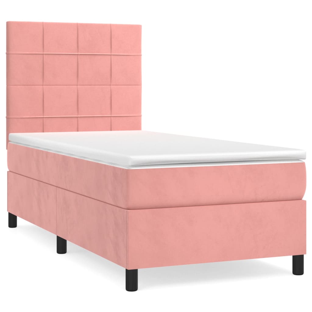 Box spring krevet s madracem ružičasti 100x200 cm baršunasti