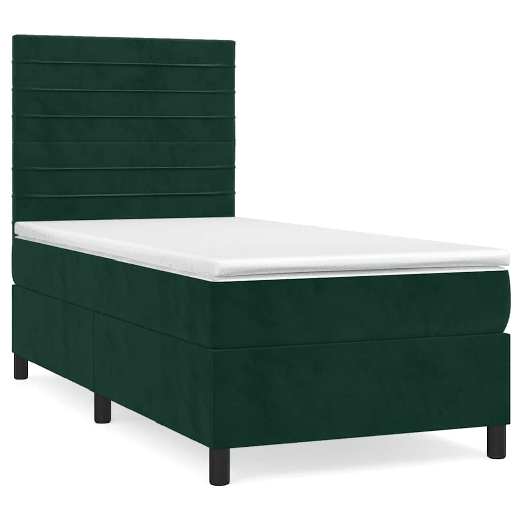 Box spring krevet s madracem tamnozeleni 90x190 cm baršunasti