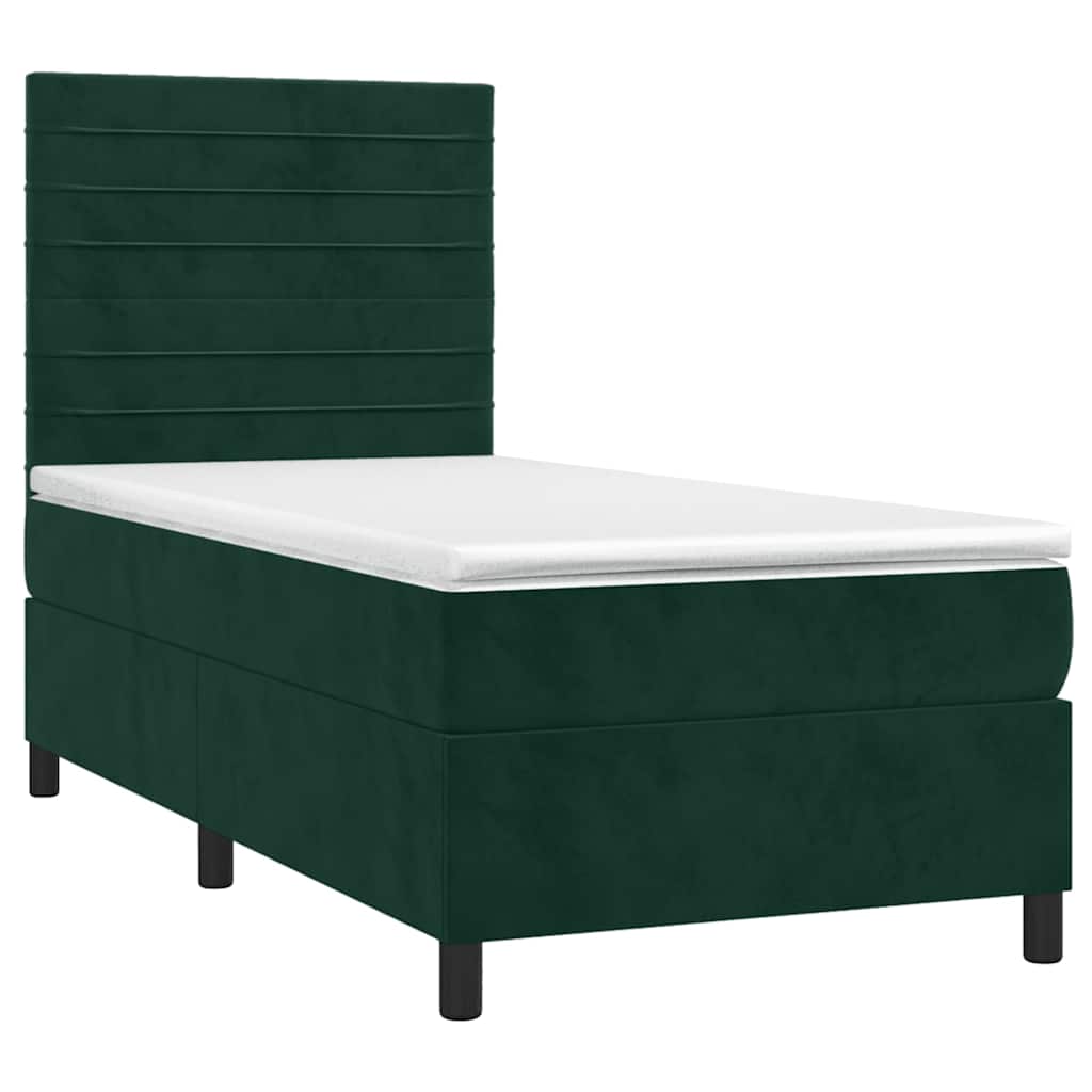 Box spring krevet s madracem tamnozeleni 90x190 cm baršunasti