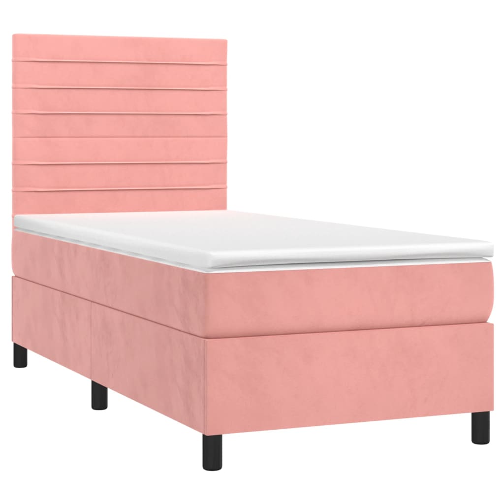 Box spring krevet s madracem ružičasti 90x200 cm baršunasti