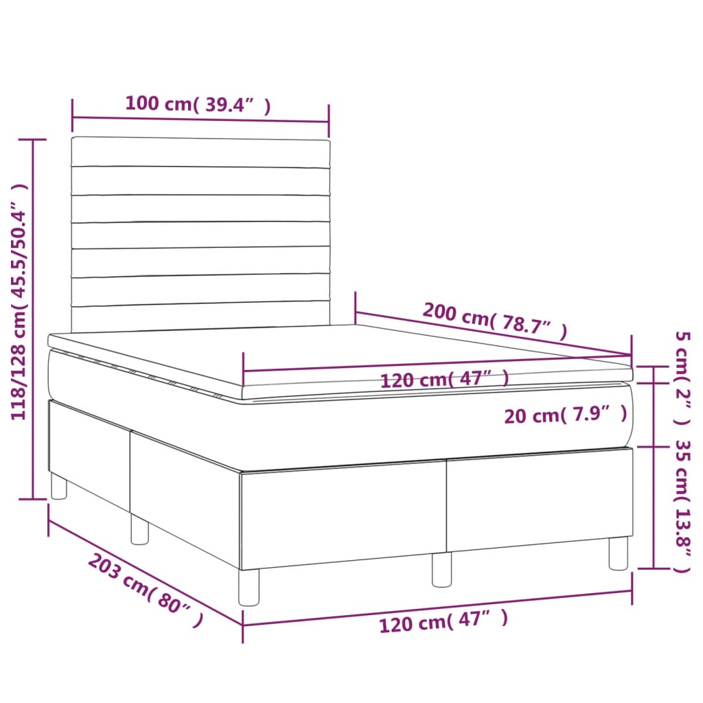 Box spring krevet s madracem crni 120 x 200 cm baršunasti