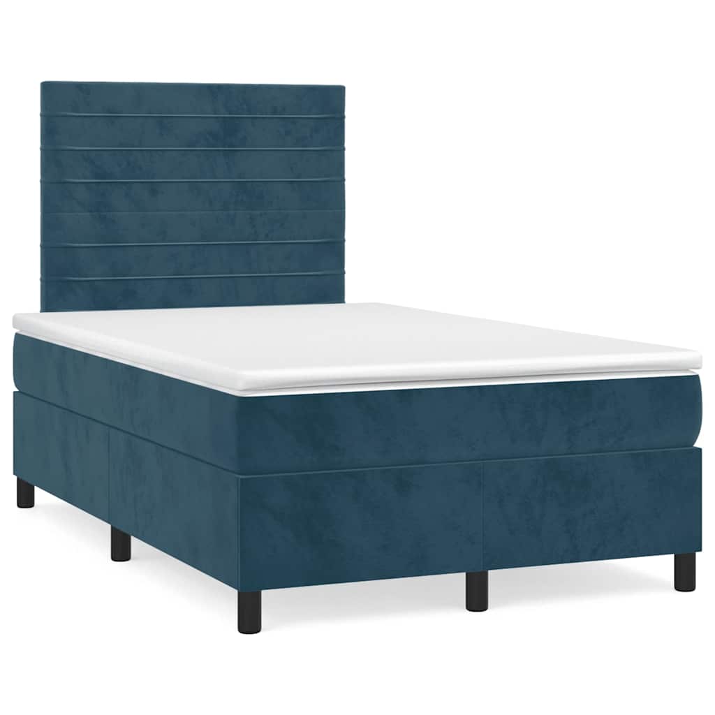 Box spring krevet s madracem tamnoplavi 120 x 200 cm baršunasti