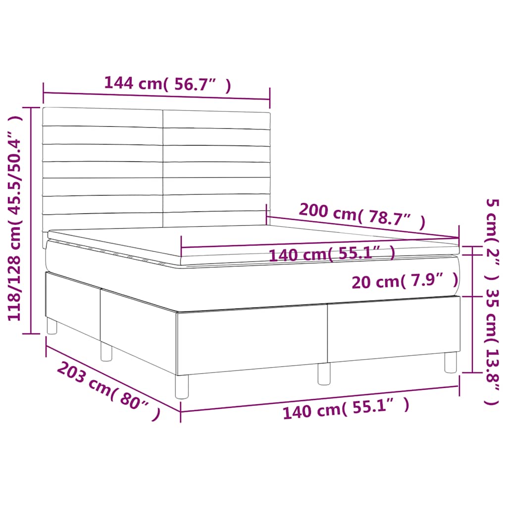 Krevet s oprugama i madracem tamnoplavi 140x200 cm baršunasti