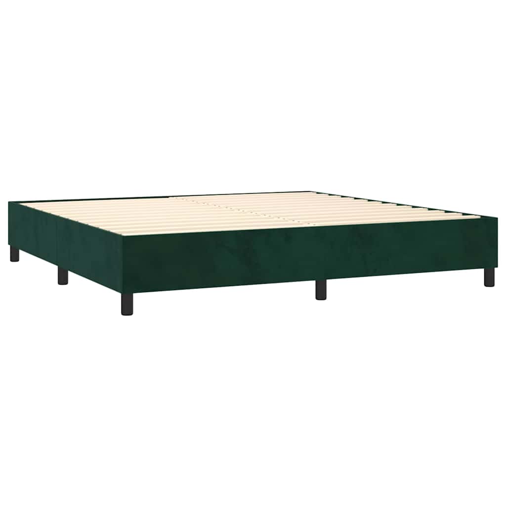 Krevet s oprugama i madracem tamnozeleni 200x200 cm baršunasti
