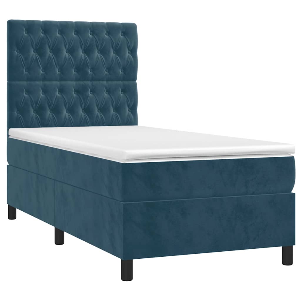 Box spring krevet s madracem tamnoplavi 80 x 200 cm baršunasti
