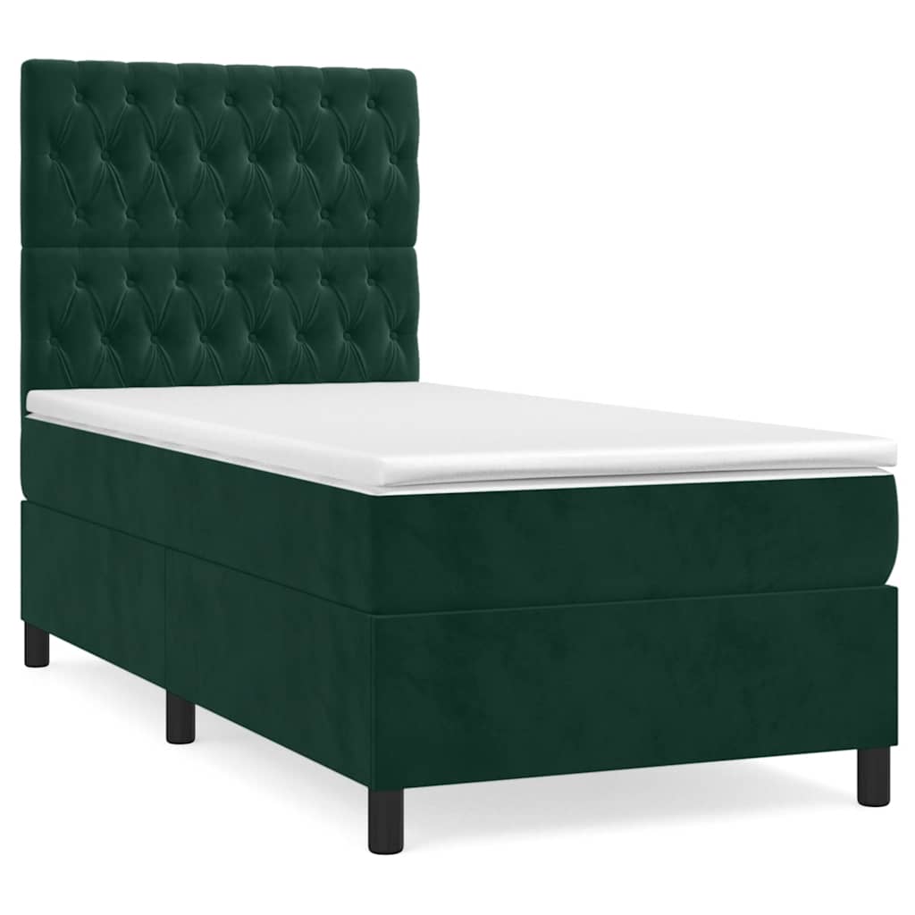Box spring krevet s madracem tamnozeleni 90x190 cm baršunasti