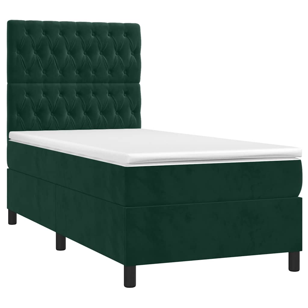 Box spring krevet s madracem tamnozeleni 100x200 cm baršunasti