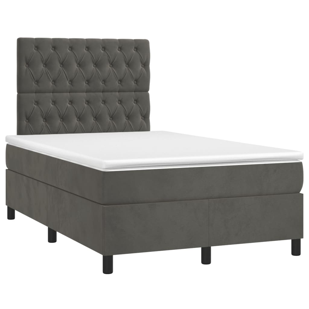 Box spring krevet s madracem tamnosivi 120 x 200 cm baršunasti