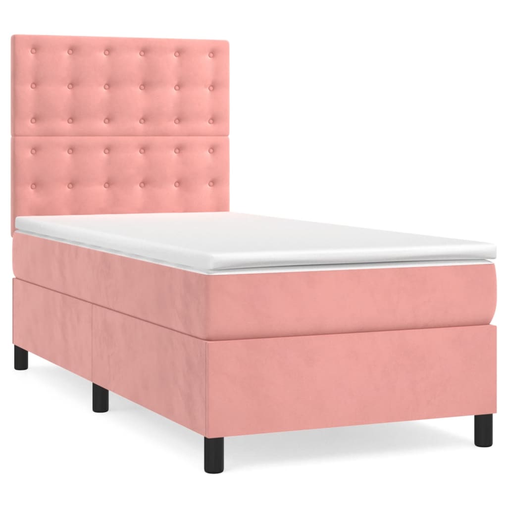 Box spring krevet s madracem ružičasti 80 x 200 cm baršunasti