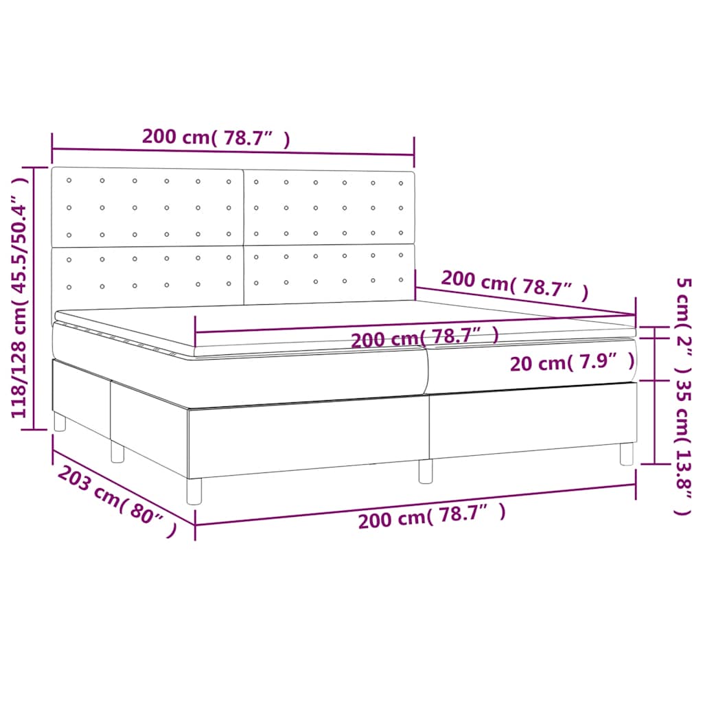 Krevet s oprugama i madracem tamnoplavi 200x200 cm baršunasti