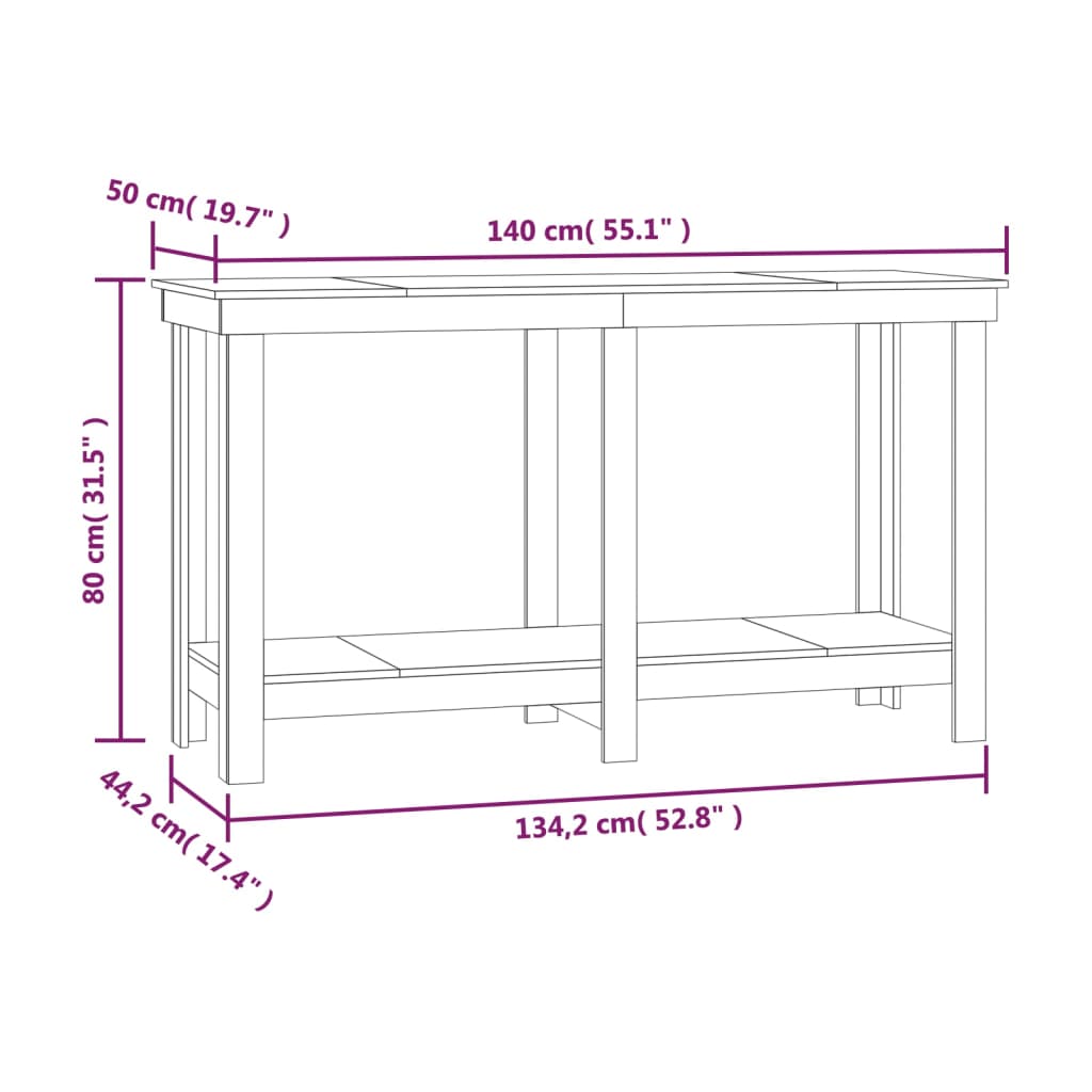 Radni stol siva 140x50x80 cm od masivne borovine