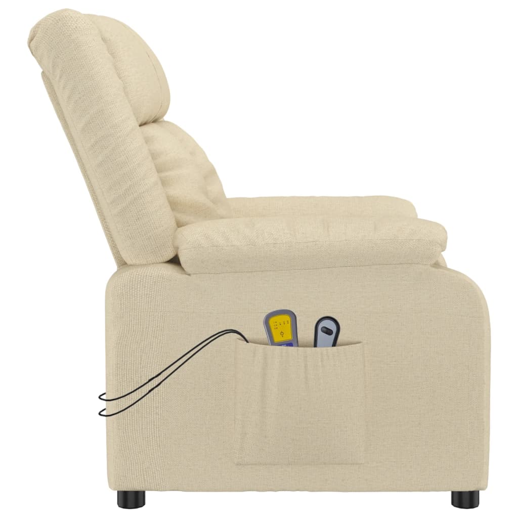Električna masažna fotelja od tkanine krem