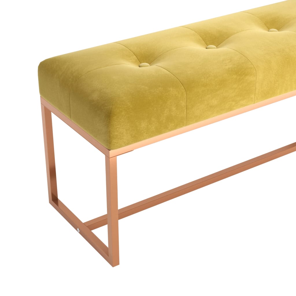 Klupa boja senfa 110 x 36 x 45 cm baršunasta