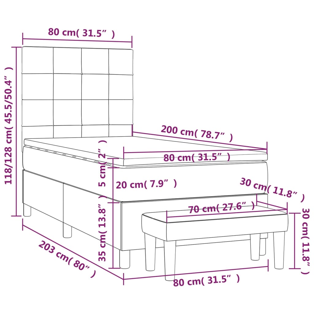 Krevet s oprugama i madracem plavi 80x200 cm od tkanine