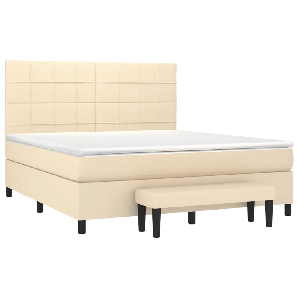Krevet s oprugama i madracem krem 160x200 cm od tkanine