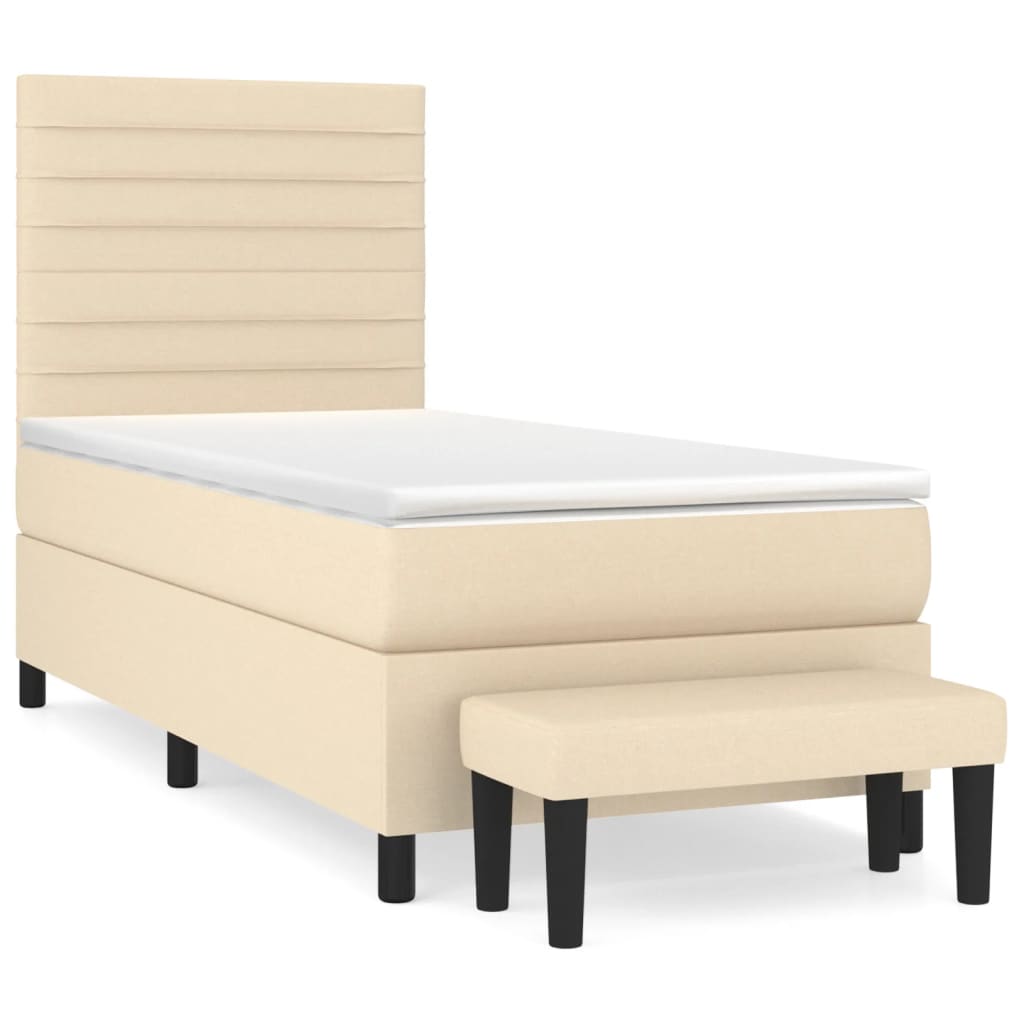 Krevet s oprugama i madracem krem 90 x 190 cm od tkanine