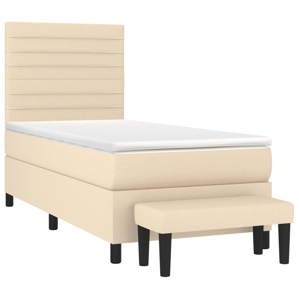 Krevet s oprugama i madracem krem 90 x 190 cm od tkanine