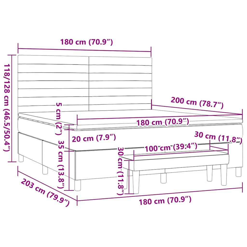 Krevet s oprugama i madracem plavi 180x200 cm od tkanine