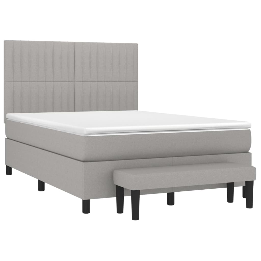 Krevet box spring s madracem svjetlosivi 140x200 cm od tkanine