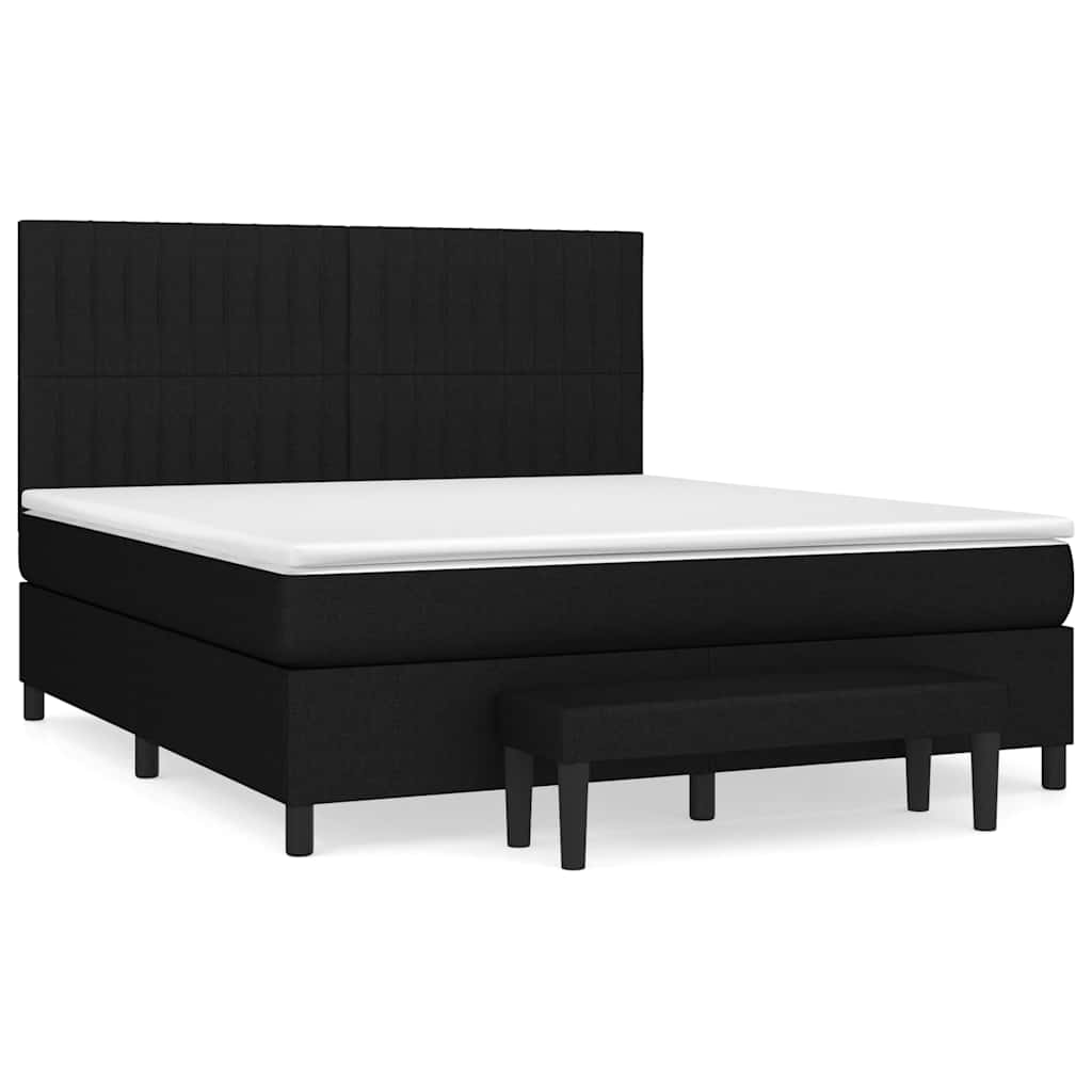 Krevet s oprugama i madracem crni 160x200 cm od tkanine
