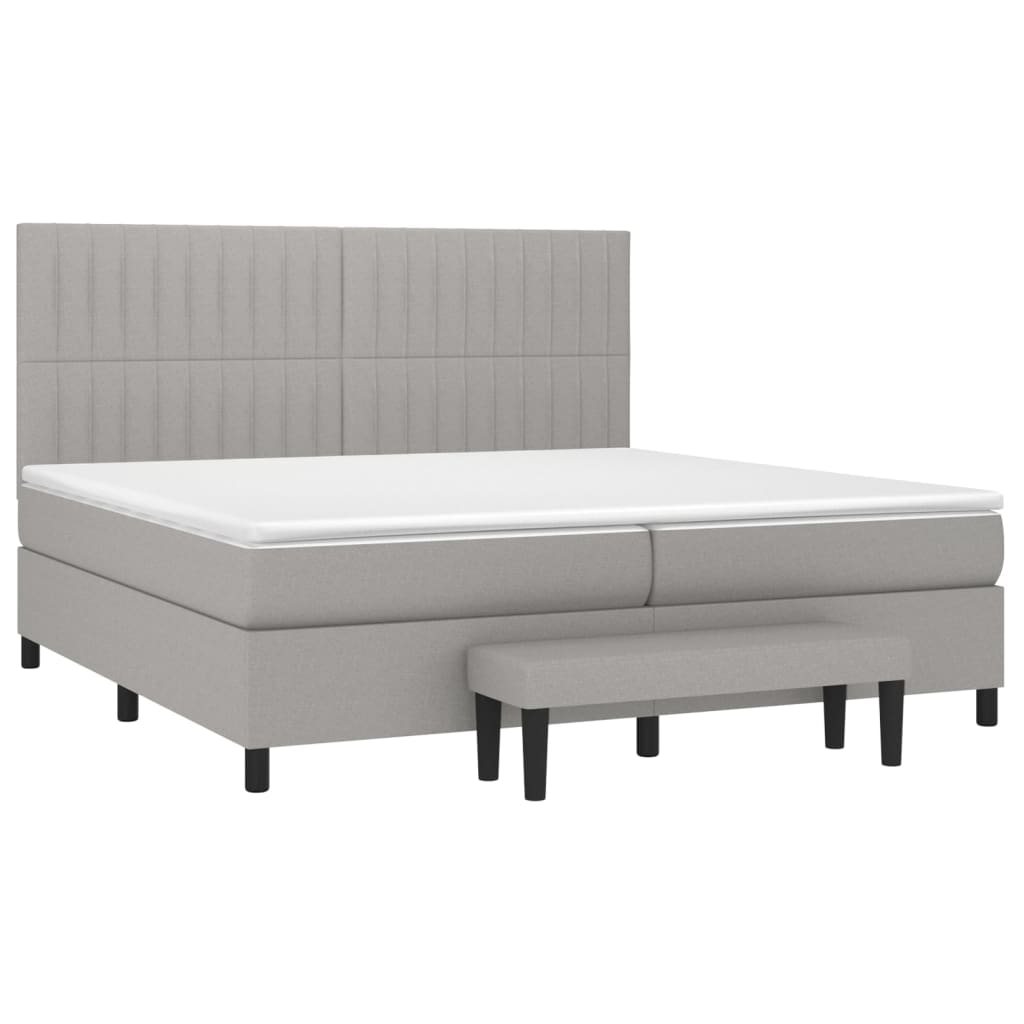 Krevet s oprugama i madracem svjetlosivi 200 x 200cm od tkanine