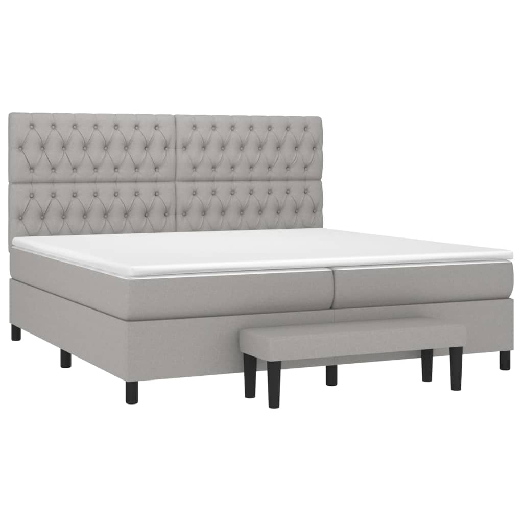 Krevet s oprugama i madracem svjetlosivi 200 x 200cm od tkanine