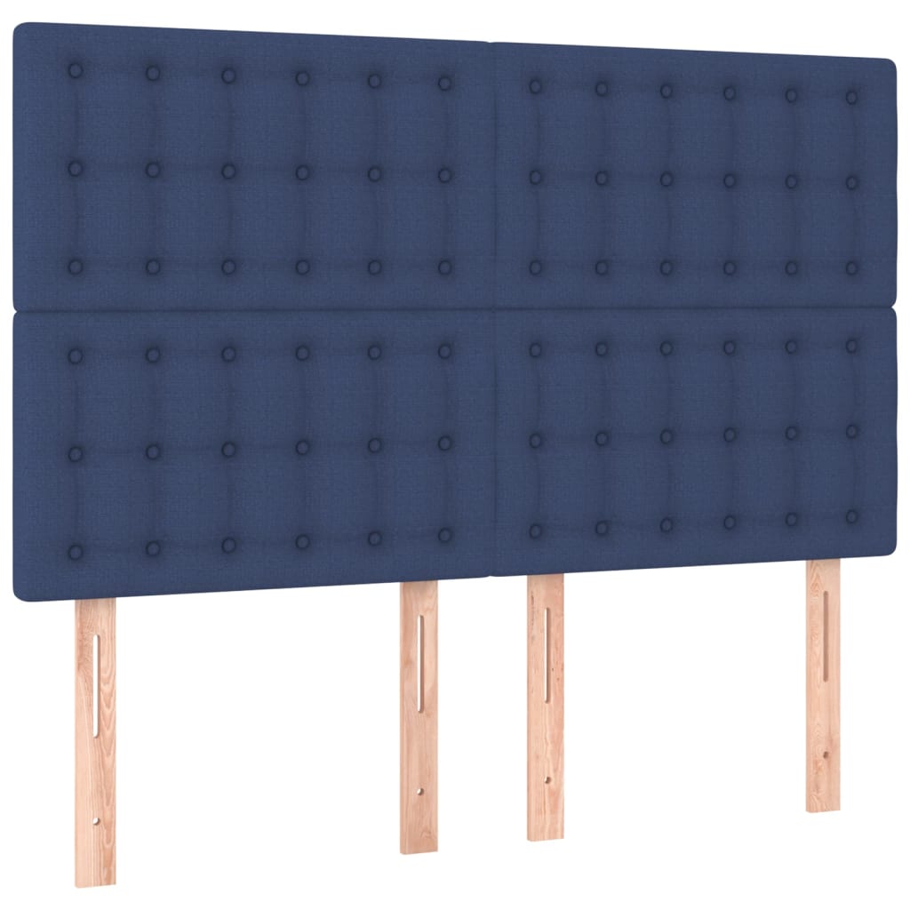 Krevet s oprugama i madracem plavi 140 x 190 cm od tkanine