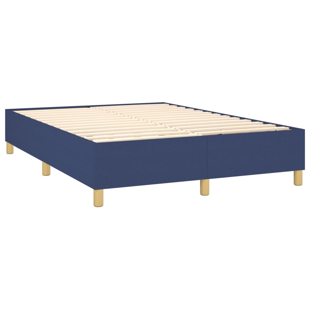 Krevet s oprugama i madracem plavi 140 x 190 cm od tkanine