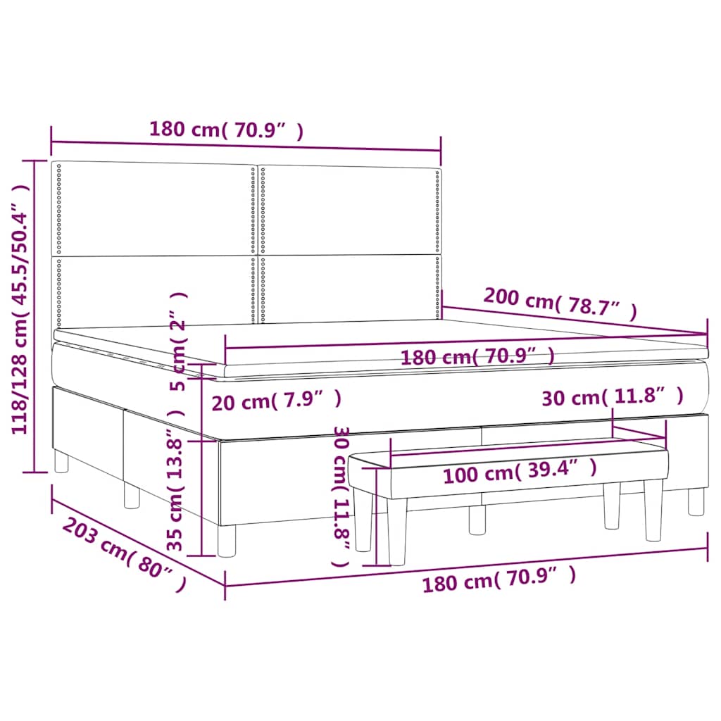 Krevet s oprugama i madracem crni 180x200 cm od tkanine