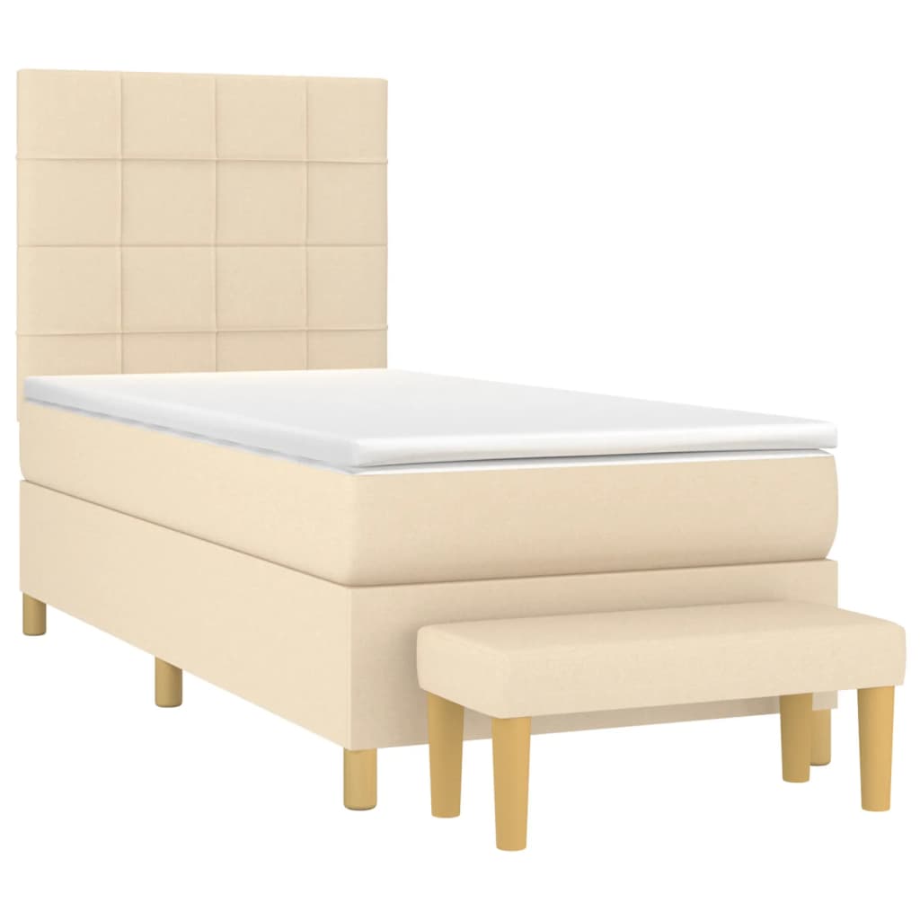 Krevet s oprugama i madracem krem 90 x 190 cm od tkanine