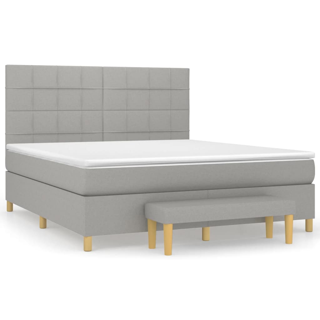 Krevet box spring s madracem svjetlosiva 160x200 cm tkanina