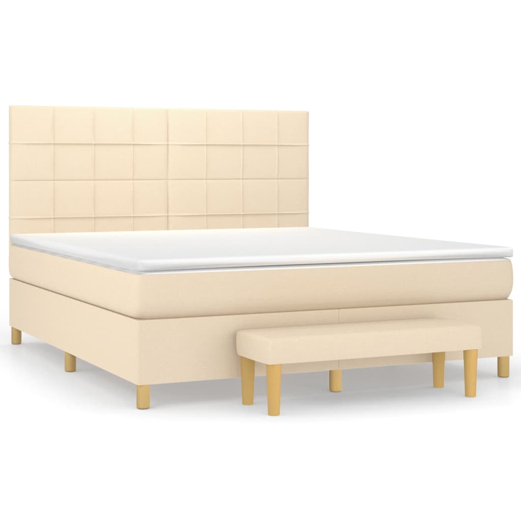 Krevet s oprugama i madracem krem 160x200 cm od tkanine