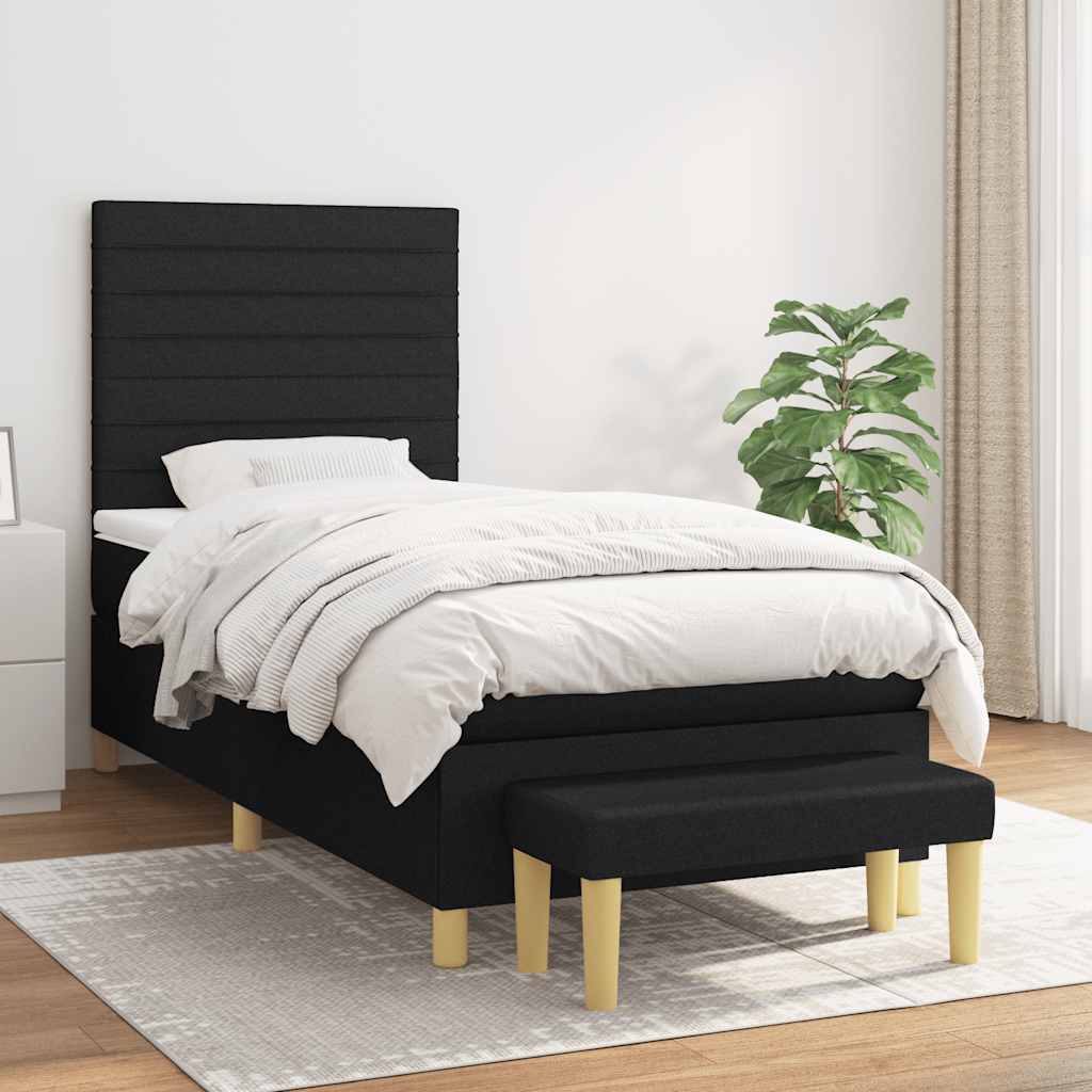 Box spring krevet s madracem crni 90x190 cm od tkanine