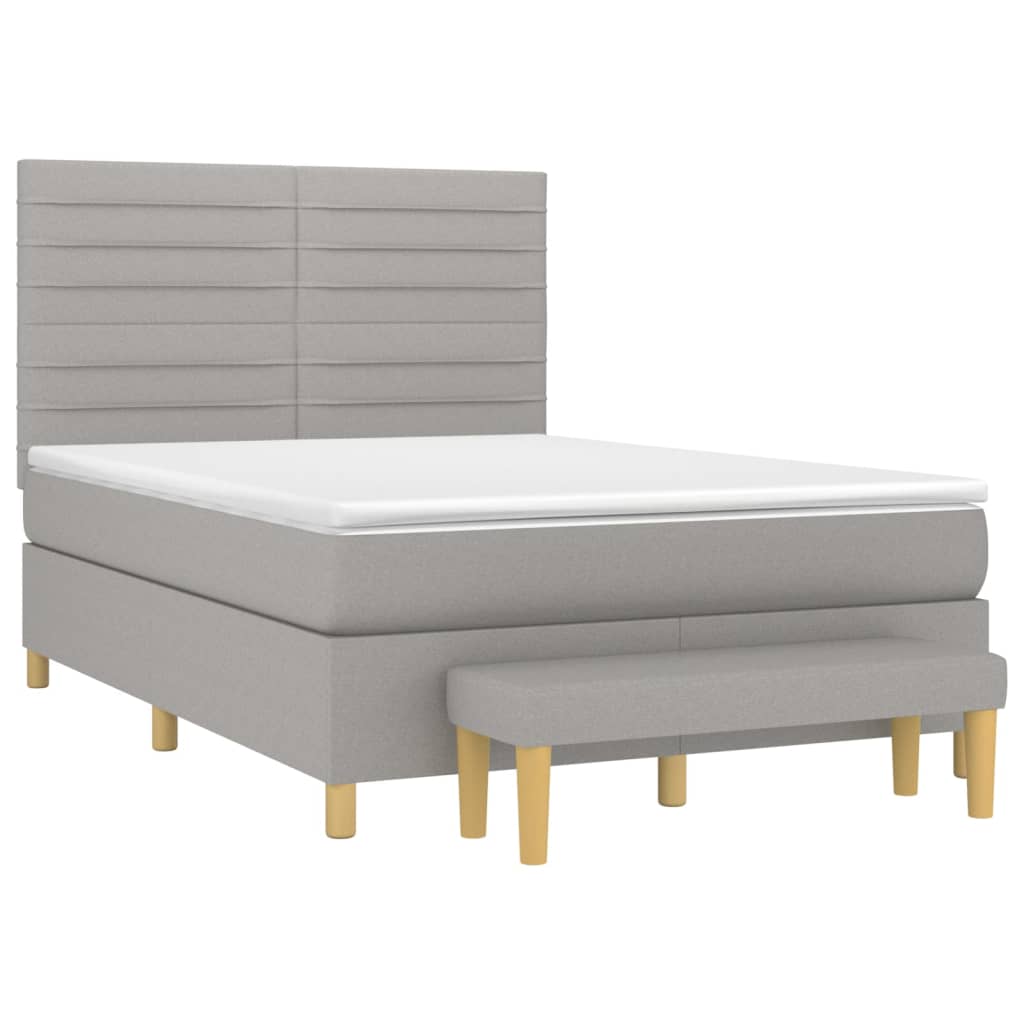 Krevet box spring s madracem svjetlosivi 140x200 cm od tkanine