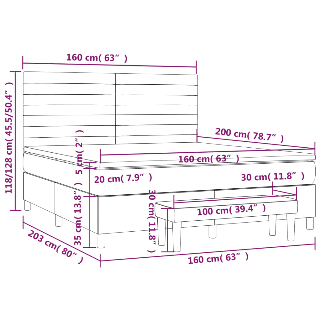 Krevet s oprugama i madracem plavi 160x200 cm od tkanine