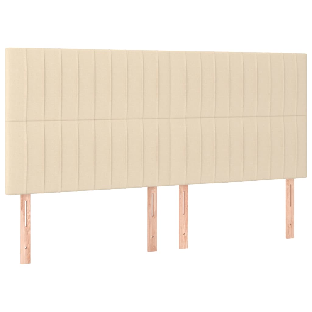 Krevet s oprugama i madracem krem 200 x 200 cm od tkanine