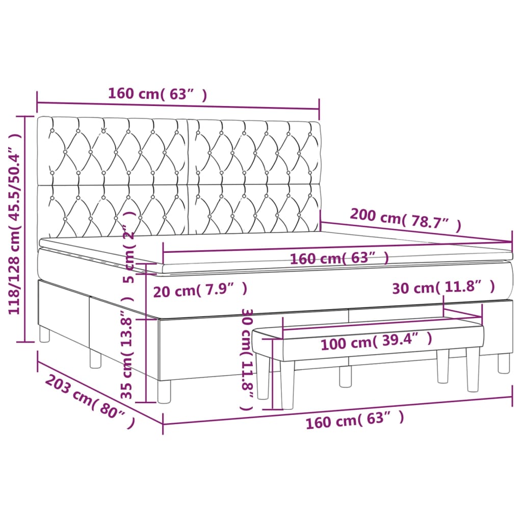 Krevet s oprugama i madracem plavi 160x200 cm od tkanine