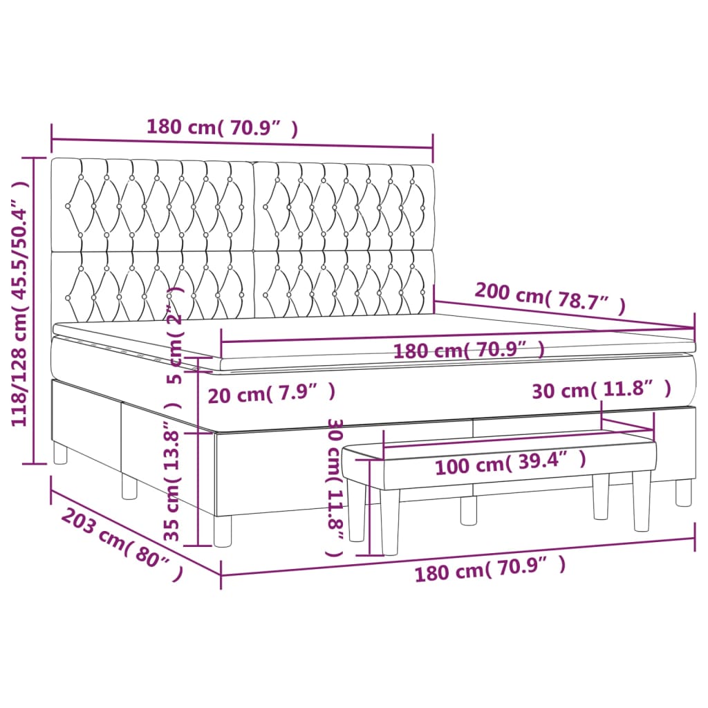 Krevet s oprugama i madracem plavi 180x200 cm od tkanine