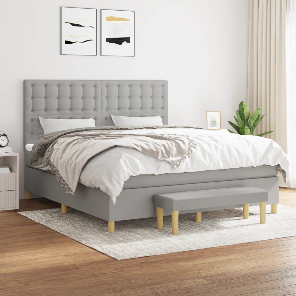 Krevet box spring s madracem svjetlosiva 160x200 cm tkanina