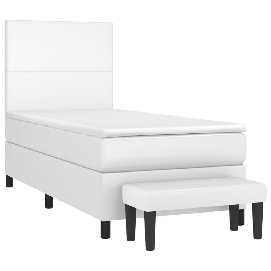 Krevet s oprugama i madracem bijeli 90 x 200 cm od umjetne kože