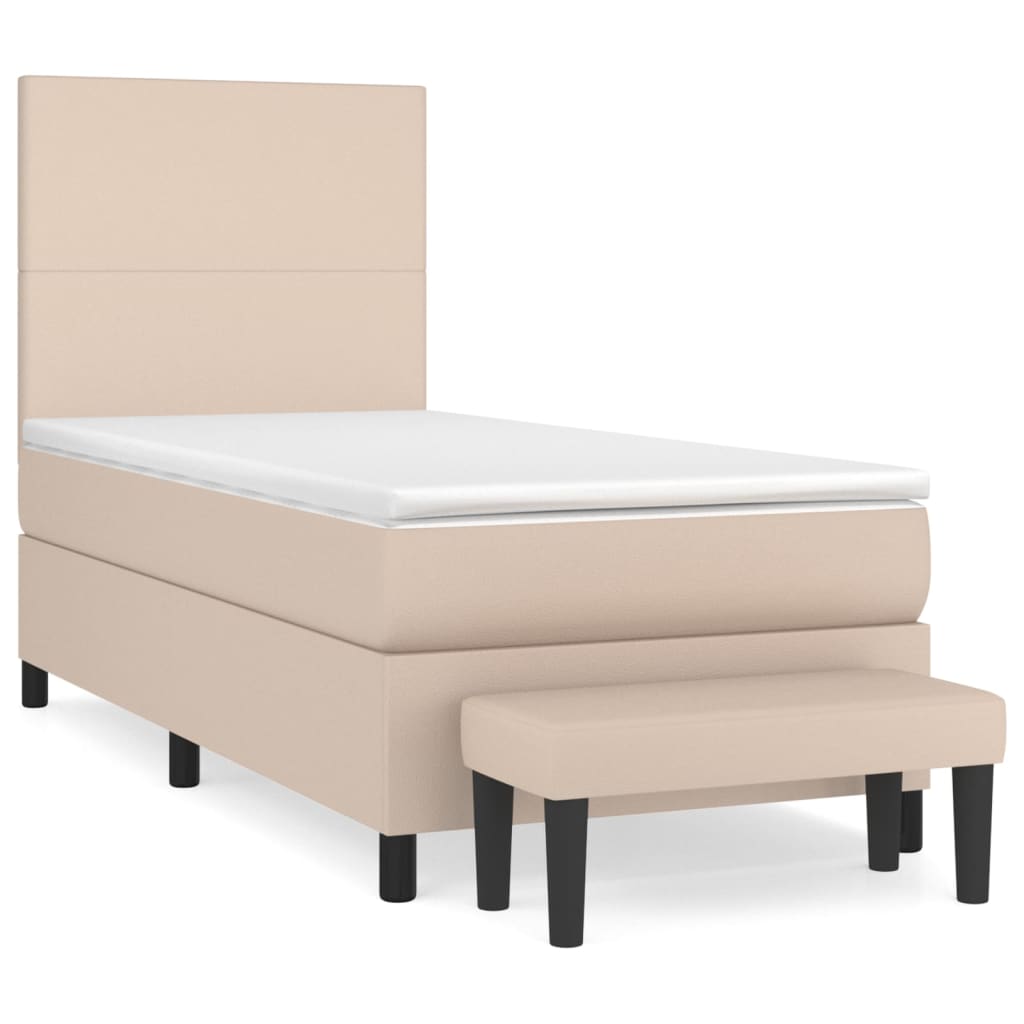 Krevet s oprugama i madrac cappuccino 90x200 cm od umjetne kože
