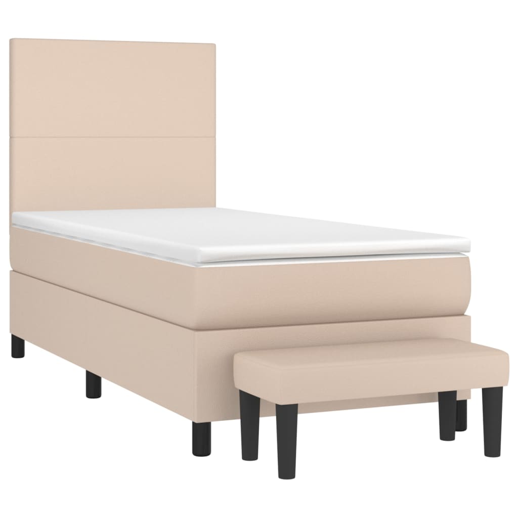 Krevet s oprugama i madrac cappuccino 90x200 cm od umjetne kože