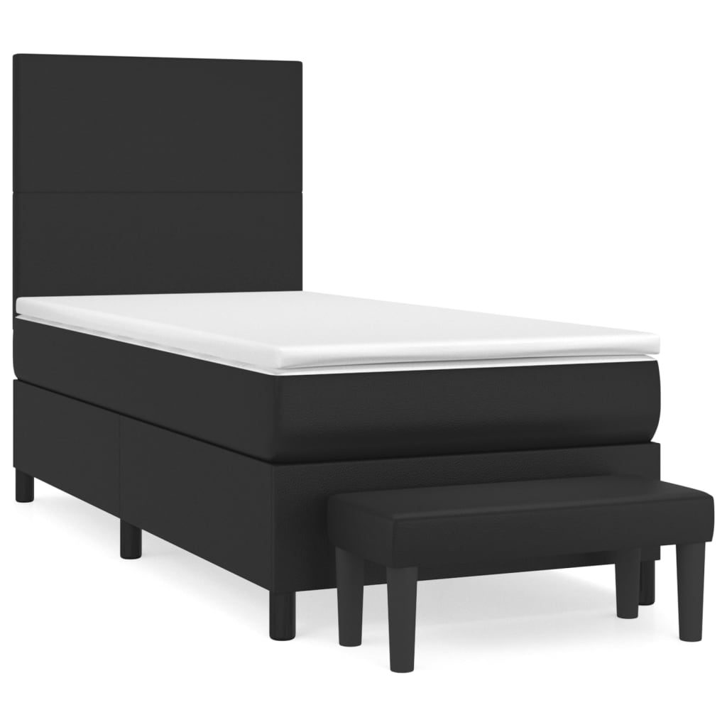 Krevet s oprugama i madracem crni 100x200 cm od umjetne kože