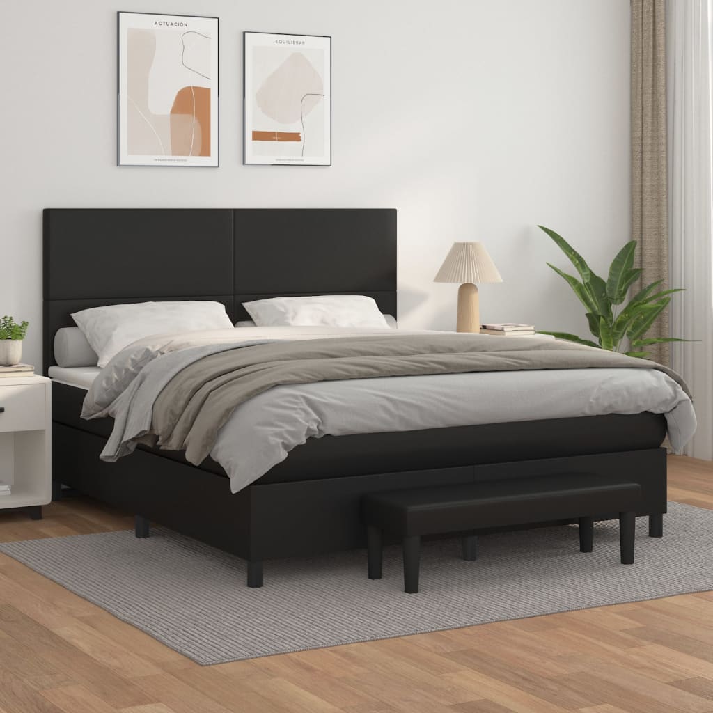 Krevet s oprugama i madracem crni 160 x 200 cm od umjetne kože