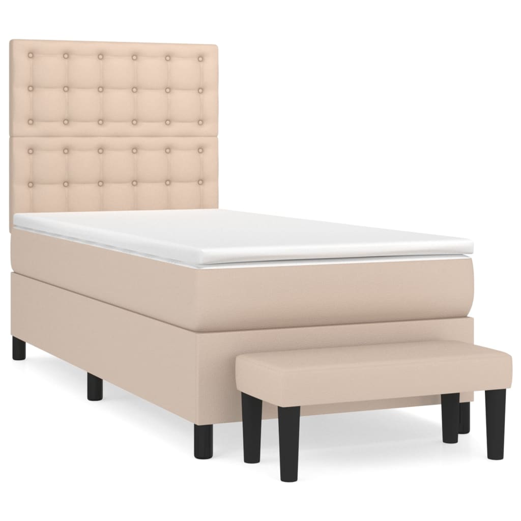Krevet s oprugama i madrac cappuccino 80x200 cm od umjetne kože