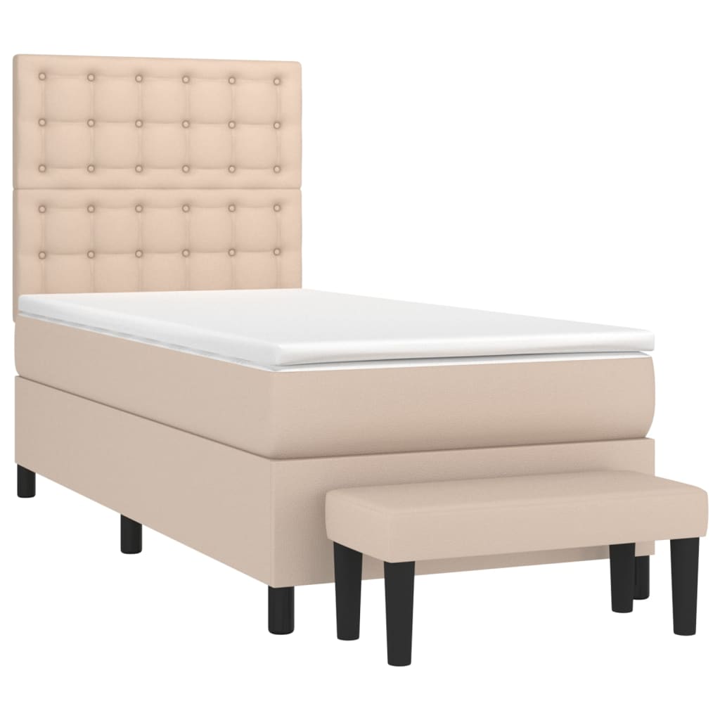 Krevet s oprugama i madrac cappuccino 90x200 cm od umjetne kože