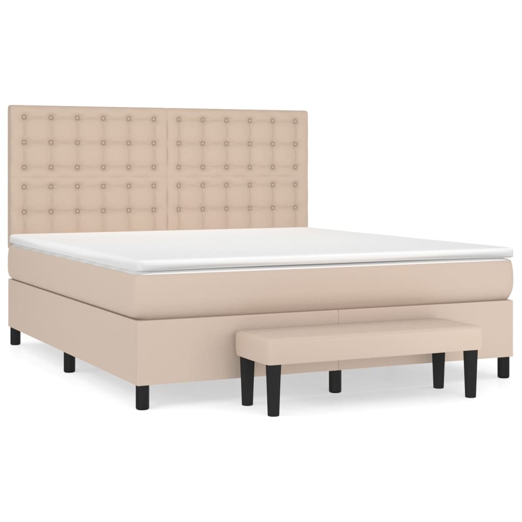 Krevet s oprugama i madrac cappuccino 160x200cm od umjetne kože