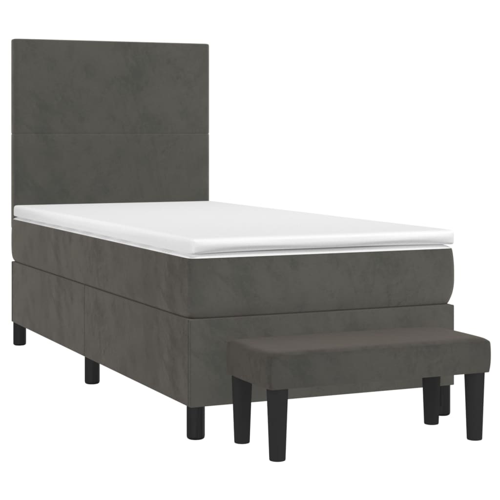 Box spring krevet s madracem tamnosivi 90x190 cm baršunasti