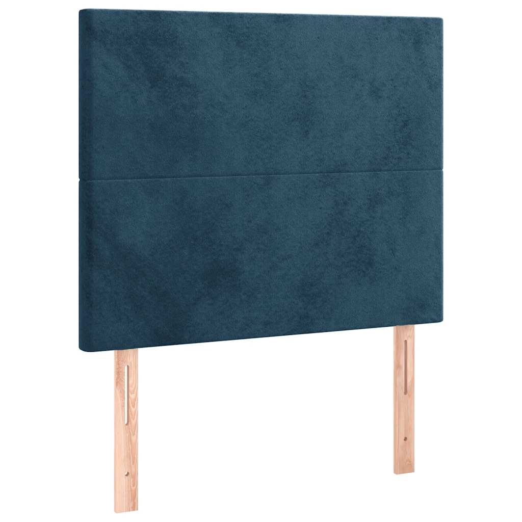 Box spring krevet s madracem tamnoplavi 90x200 cm baršunasti