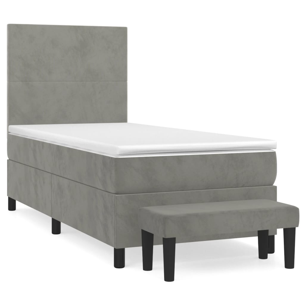 Box spring krevet s madracem svjetlosivi 100x200 cm baršunasti